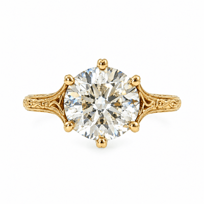 Round Cut Natural Diamond Vintage Ring