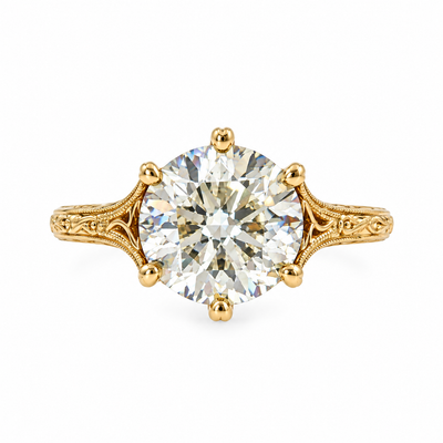 Round Cut Natural Diamond Vintage Ring