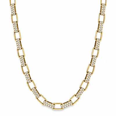 Natural Diamond Pavé Link Necklace