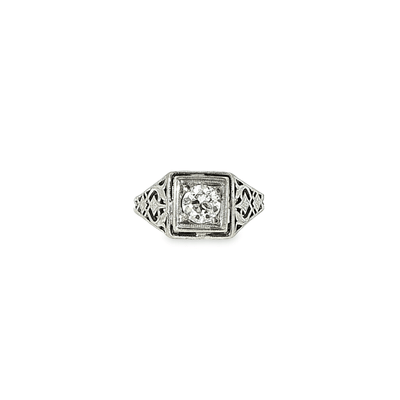 Vintage-Inspired Filigree Old European Cut Natural Diamond Ring