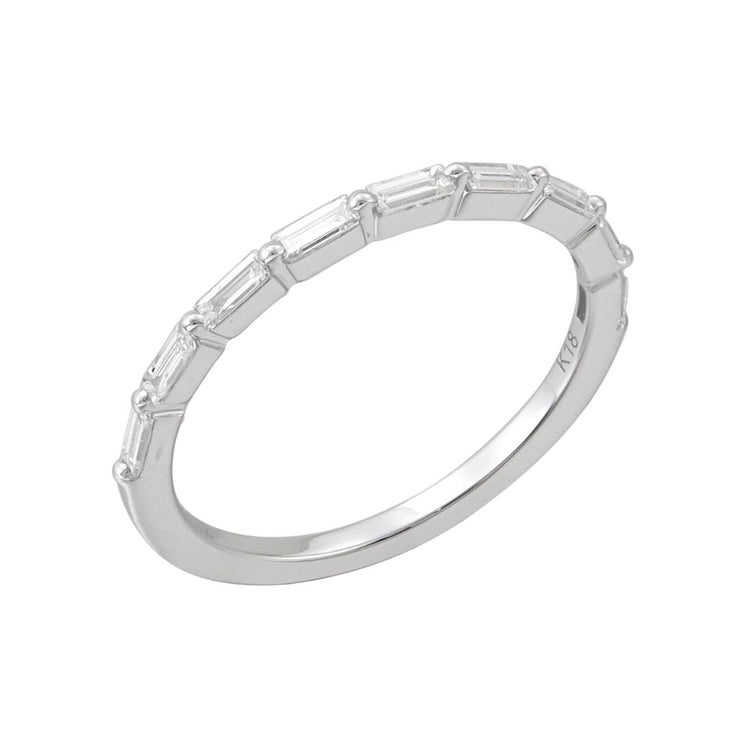 0.26 Cttw Baguette Diamond 18K White Gold Wedding Band - The Diamond Factory