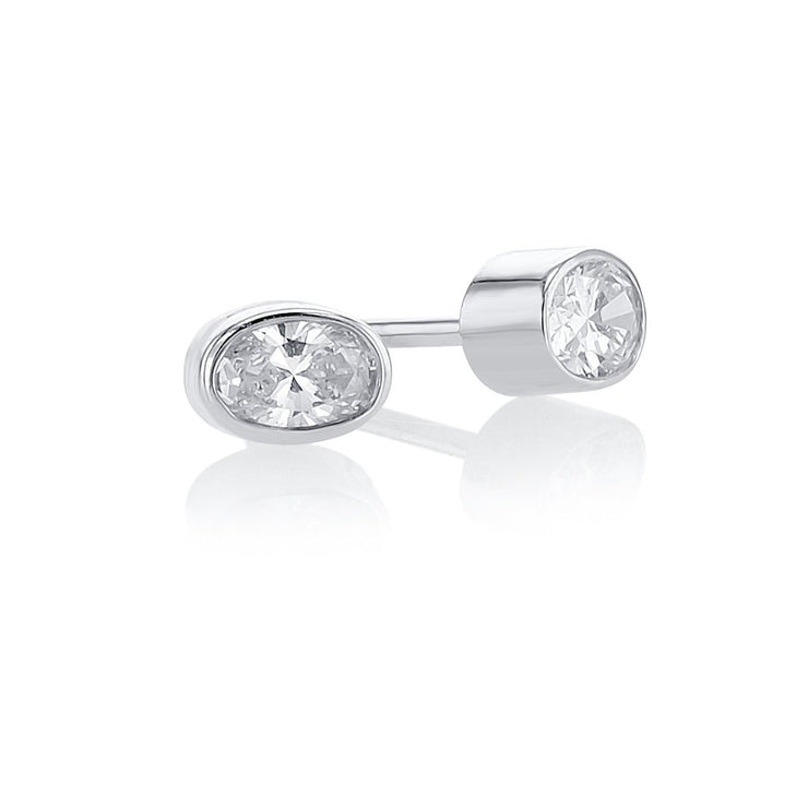 0.33 CT Oval Diamond 14K White Gold Ear Studs - The Diamond Factory