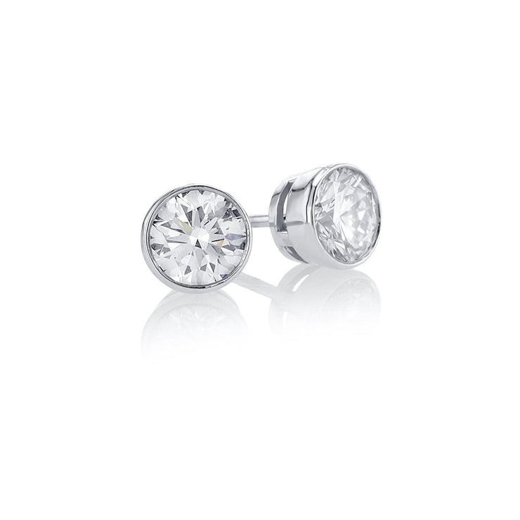 1.00 Carats Bezel Round Lab Grown Diamond Stud Earrings - The Diamond Factory