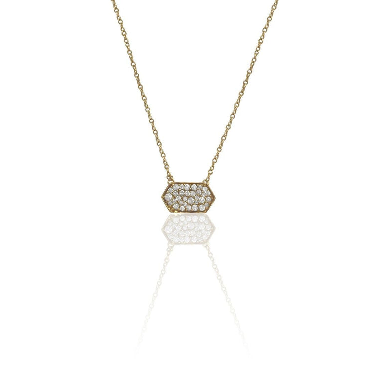 10K Yellow Gold 1.00 CT Diamond Pavé Hexagon Necklace - The Diamond Factory