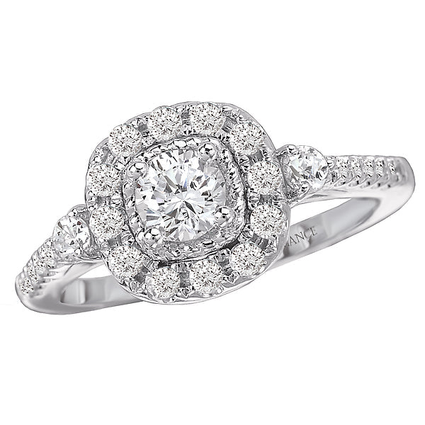 14K White Gold Round Diamond 0.37 CT Halo Diamond Engagement Ring Setting