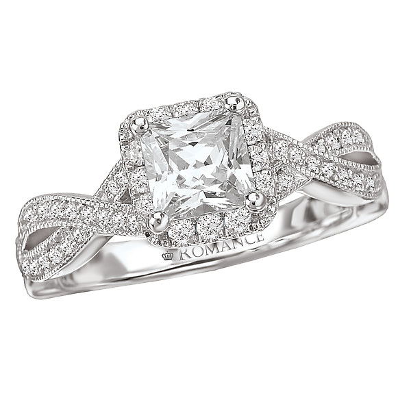 Princess Shape 0.25 CT Diamond Halo Braided Split Shank Engagement Ring Setting
