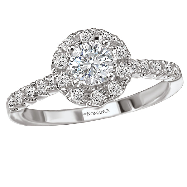 0.37 CT Round Diamond Halo Prong Set Engagement Ring Setting