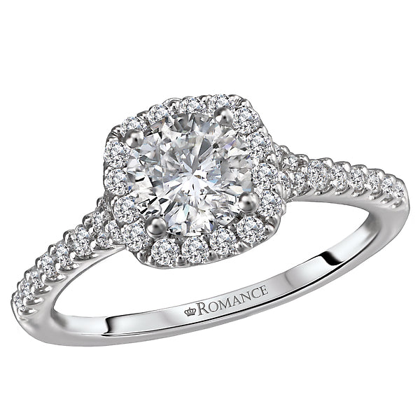 0.37 CT Round Diamond Halo Prong Set Engagement Ring Setting