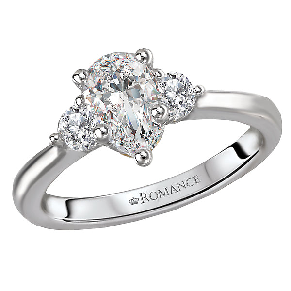 14K Gold Two Tone Pear Diamond 0.25 CT Three Stone Engagement Ring Setting