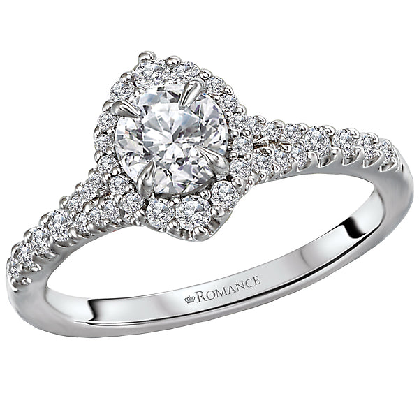 0.33 CT Round Diamond Halo Prong Set 14K White Gold Engagement Ring Setting