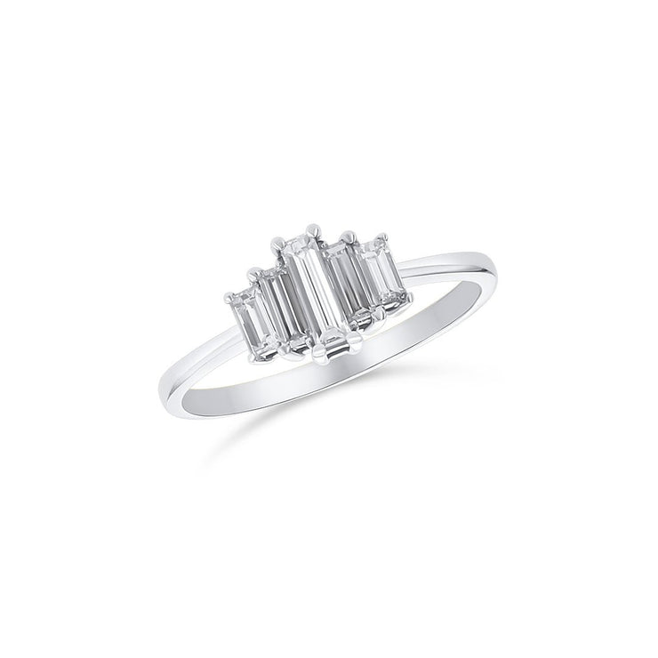 14K White Gold 0.75 CT Baguette Diamond Three Stone Ring - The Diamond Factory