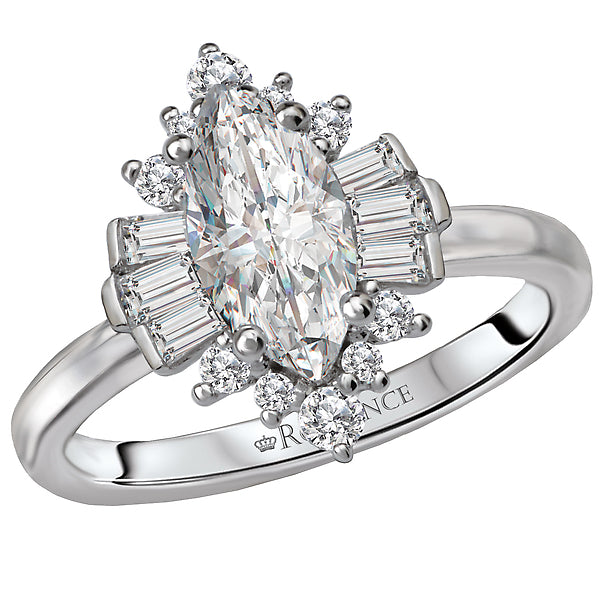 Marquise Shape 0.37 CT Fancy Cut Halo 14K White Gold Engagement Ring Setting
