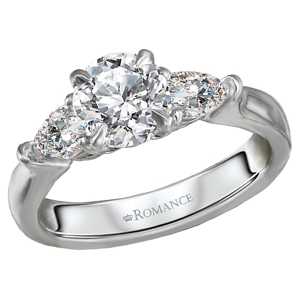 Round Diamond 0.50 CT Pear Three Stone Engagement Ring Setting