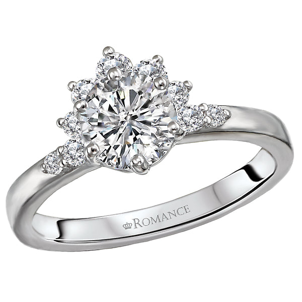 0.25 CT Round Diamond Halo 14K White Gold Engagement Ring Setting