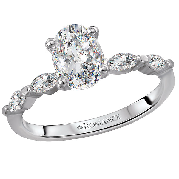 Oval Shape 0.25 CT Marquise Diamond Prong Set 14K White Gold Engagement Ring Setting