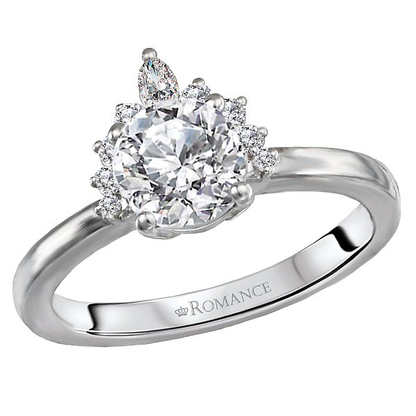 0.14 Cttw Marquise and Round Diamond Partial Halo 14K White Gold Engagement Ring Setting
