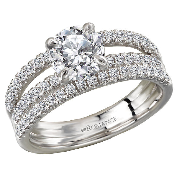 Round Diamond 0.05 CT Split Shank Engagement and Wedding Ring Setting