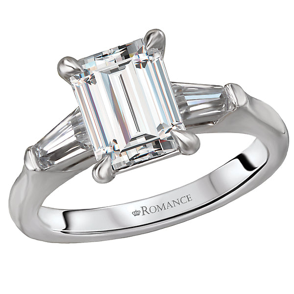 Custom Emerald Diamond 0.33 CT Tapered Baguette Three Stone Engagement Ring Setting