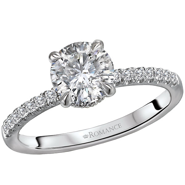 14K White Gold Round Diamond 0.12 CT Prong Set Engagement Ring Setting