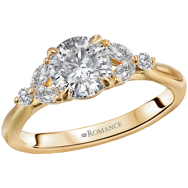 0.20 CT Round and Marquise Diamond 14K Yellow Gold Engagement Ring Setting