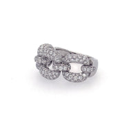 18K White Gold Diamond Pavé Chain Band - The Diamond Factory