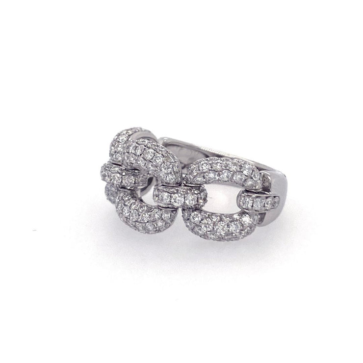 18K White Gold Diamond Pavé Chain Band - The Diamond Factory