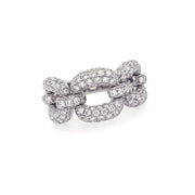 18K White Gold Diamond Pavé Chain Band - The Diamond Factory