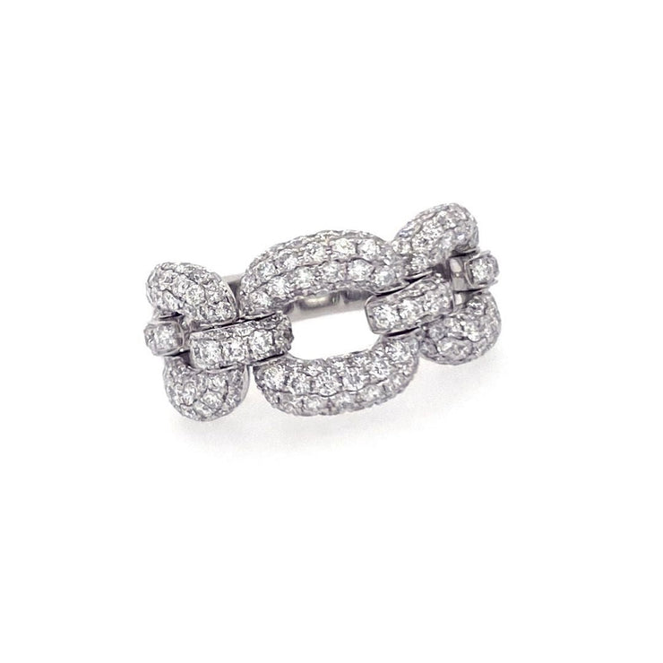 18K White Gold Diamond Pavé Chain Band - The Diamond Factory