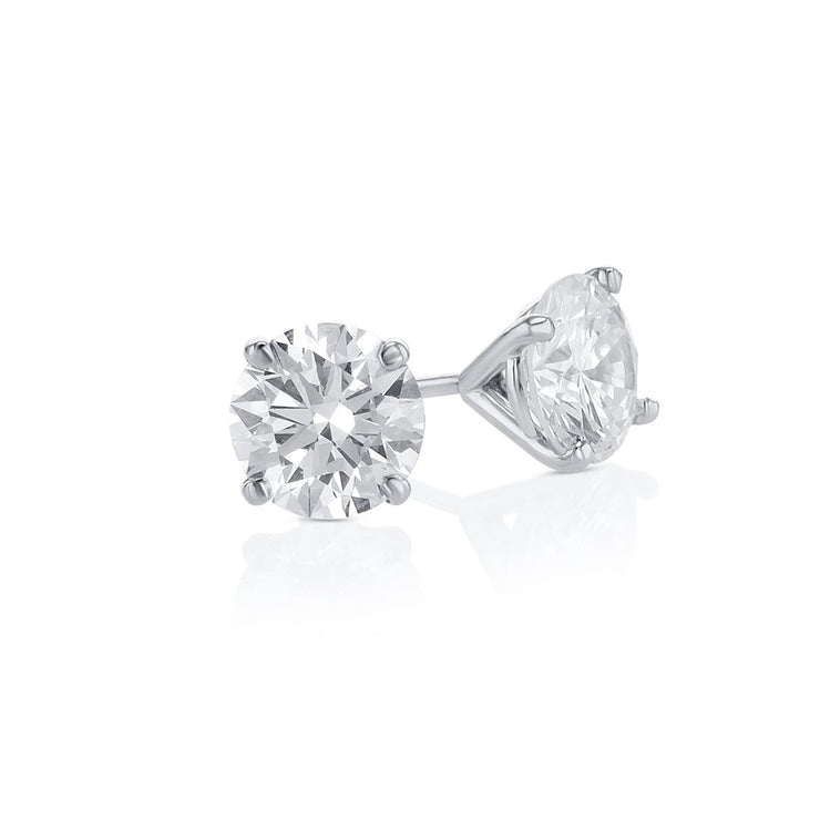 2.00 CT Round Diamond 4 - Prong Martini 14K White Gold Ear Studs - The Diamond Factory