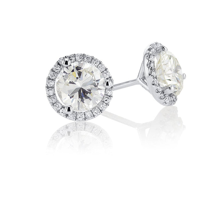 2.03 Carats Natural Diamond Halo Stud Earrings - The Diamond Factory