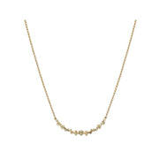14K Yellow Gold Multi-Color Diamond Curved Necklace