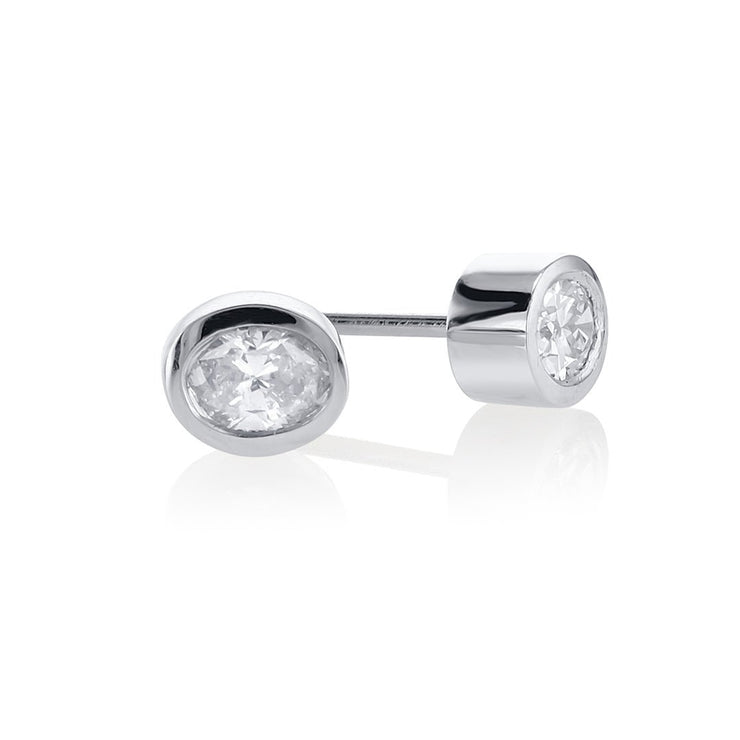 .42 Carats Oval Natural Diamond Bezel Stud Earrings - The Diamond Factory