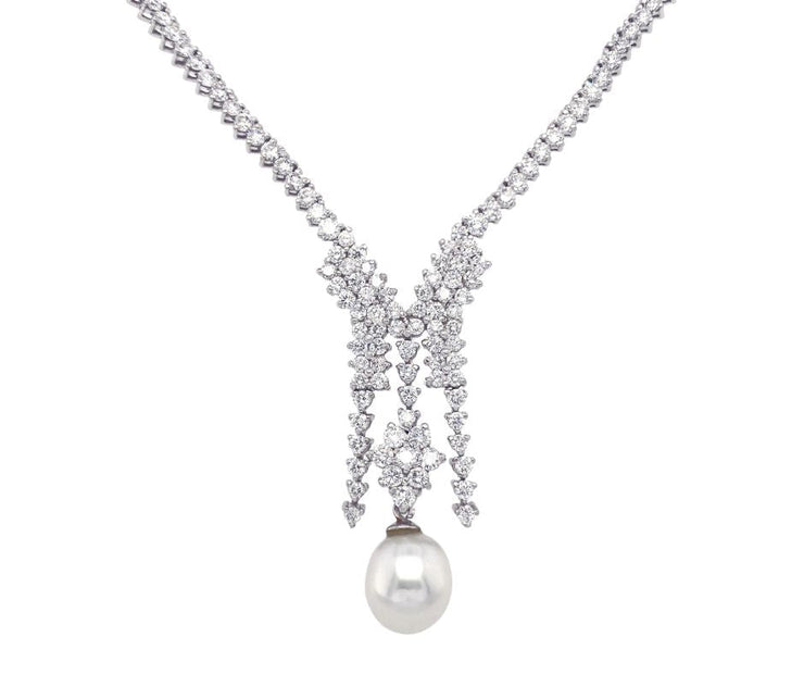 5.00 Carats Natural Diamond and Pearl Necklace - The Diamond Factory