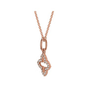 14K Rose Gold Diamond Clover Necklace
