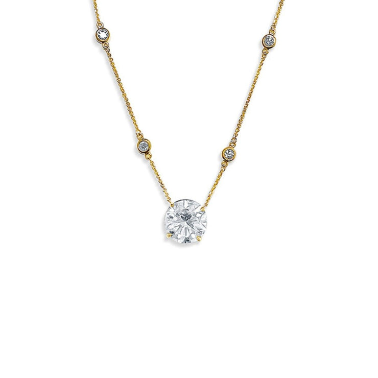 7.40 Carats Natural Diamond Solitaire Pendant With Diamonds by the Yard - The Diamond Factory