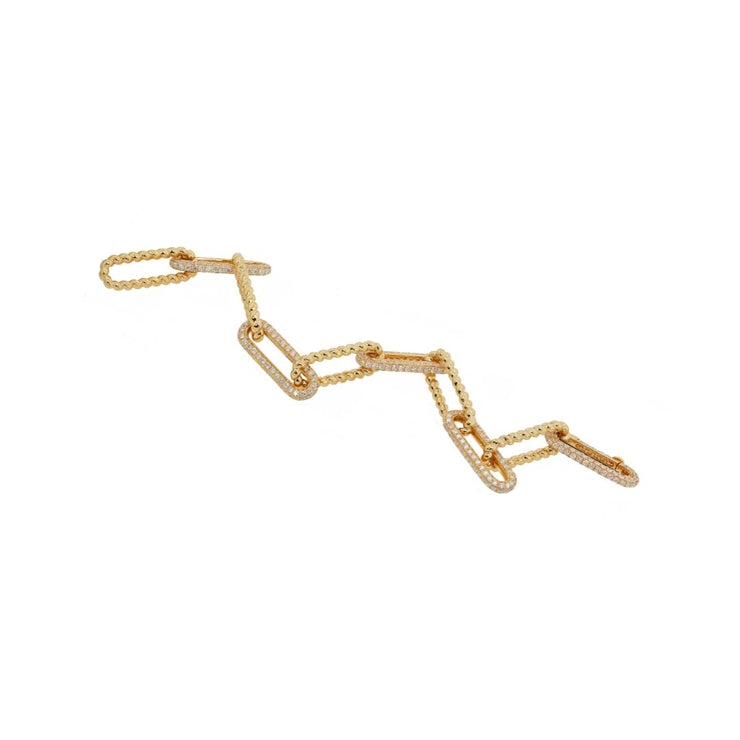 5.87 Cttw Round Diamond Pavé 14K Yellow Gold Paperclip Bracelet