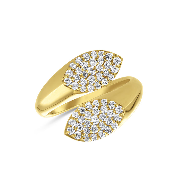 14K Yellow Gold Pavé Diamond Bypass Ring