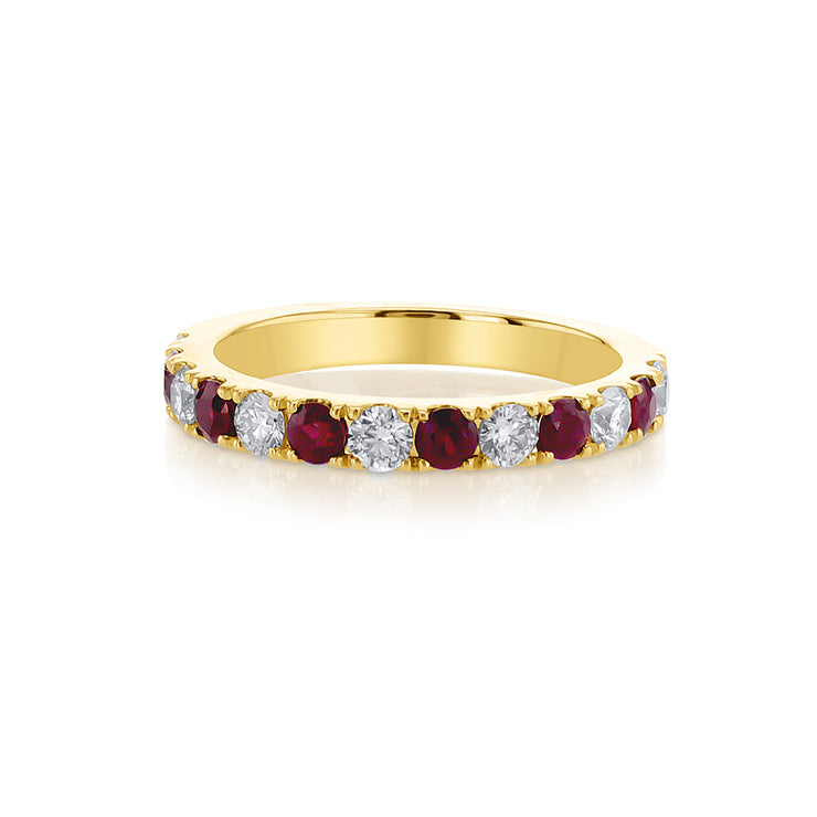 0.55 Cttw Ruby and 0.51 Cttw Diamond 14K Yellow Gold Band
