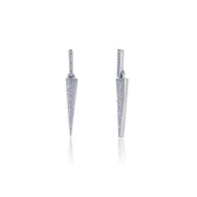 0.12 Cttw Pavé Diamond Dagger 14K White Gold Dangle Earrings