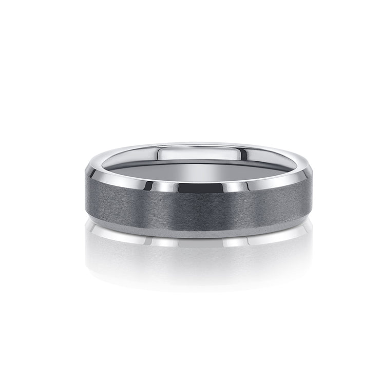 Men's 6MM Beveled Edge with Brushed Center Tungsten Band