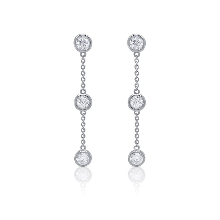 1.73 Cttw Round Diamonds by the Yard 14K White Gold Dangle Earrings