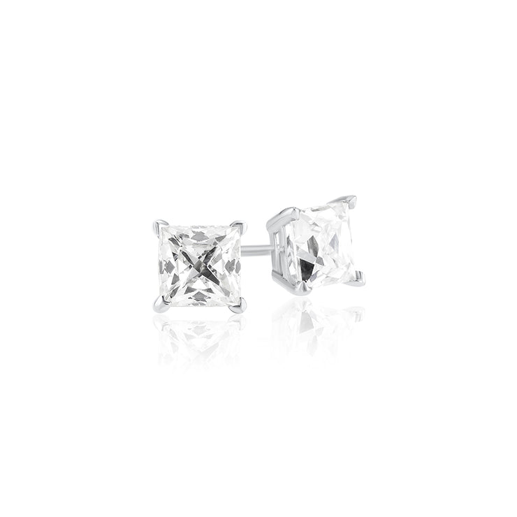 14K White Gold 1.01 CT French Cut Diamond Stud Earrings