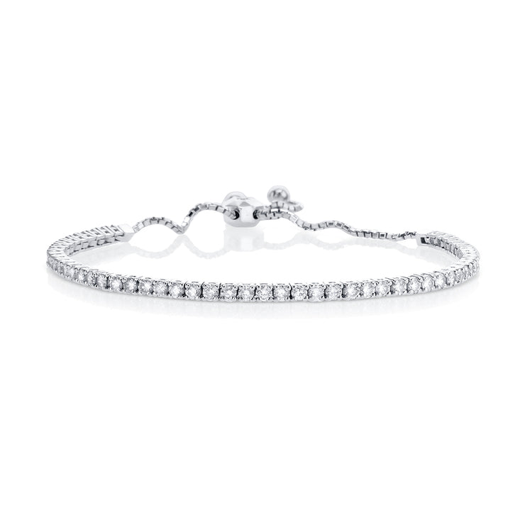 1.97 Cttw Round Diamond 14K White Gold Bolo Bracelet