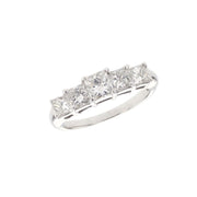 1.00 CT Princess Diamond Five Stone Estate 14K White Gold Engagement Ring