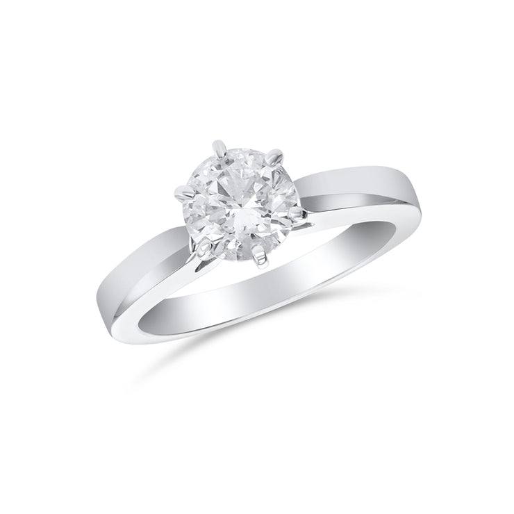 14K White Gold 1.00 CT Round Diamond Six-Prong Solitaire Ring