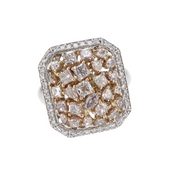 3.02 CT Fancy Pink and 0.50 CT Diamond Halo Estate 18K Two Tone Gold Ring
