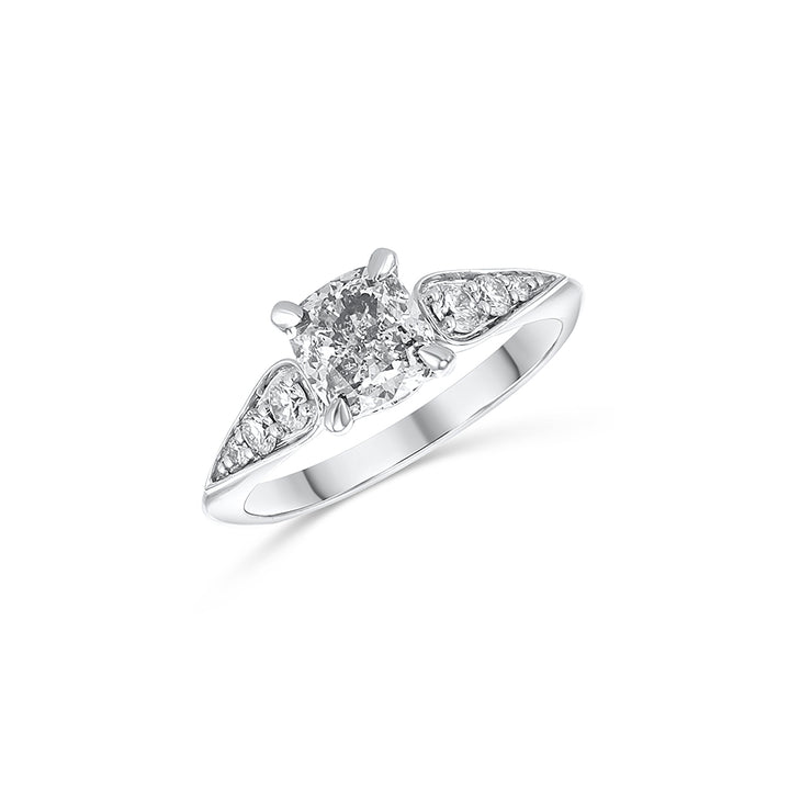 1.21 CT Cushion Cut Diamond with 0.10 Cttw  14K White Gold Engagement Ring
