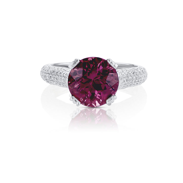 2.48 CT Tourmaline and 0.45 Cttw Diamond Micro-Pave 14K White Gold Ring