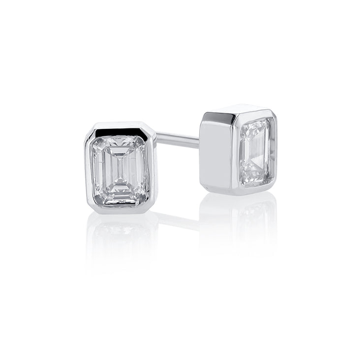 0.47 CT Emerald Cut Diamond 14K White Gold Ear Studs