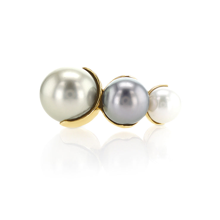 Tri-Color Pearl 14K Yellow Gold Fashion Ring